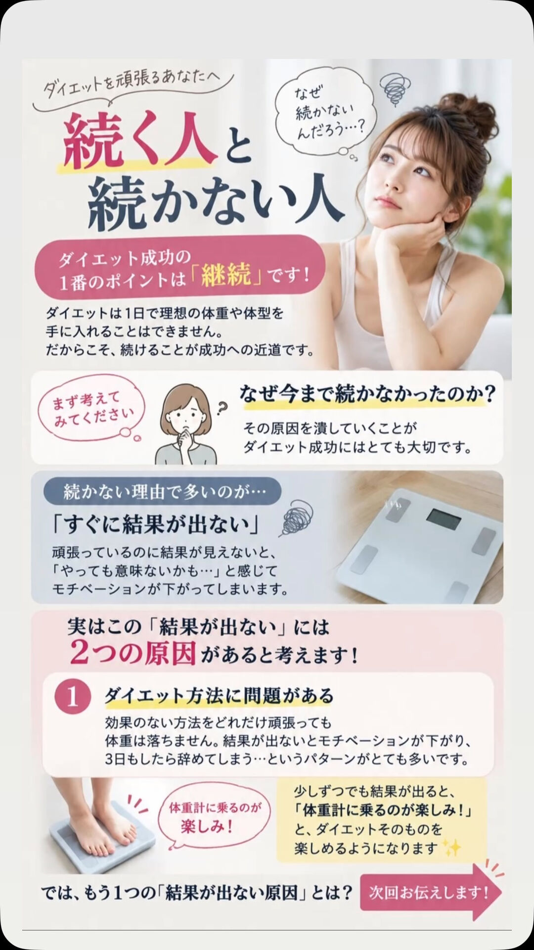 ダイエットが続く人と続かない人！